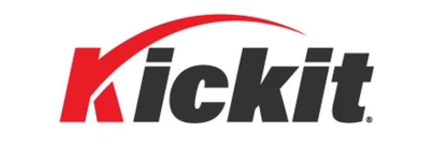'Kickit logo with a red arc over the letter 'K'.'